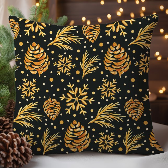 Rustic Gold Pinecone and Snowflake Cushion (Creator Uploaded)