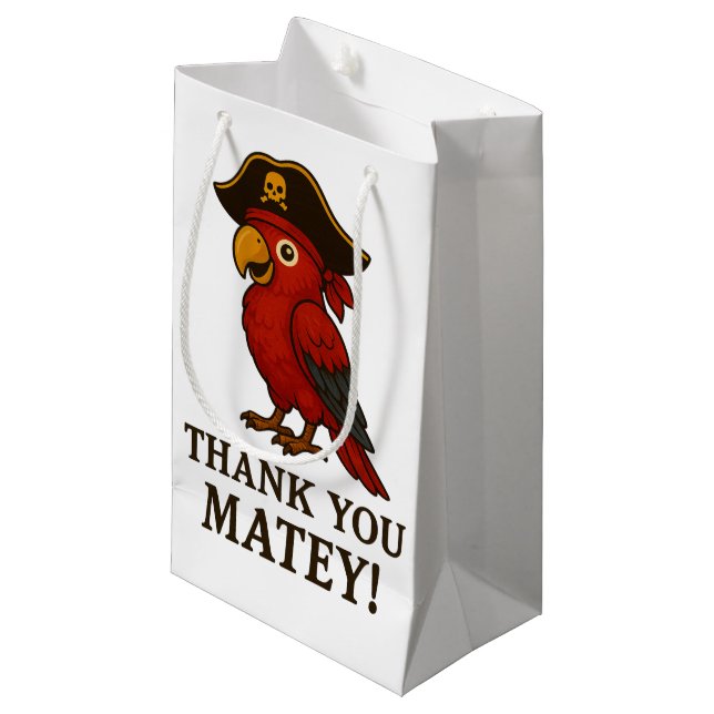 Rustic Gold Pirate Parrot Small Gift Bag (Front Angled)