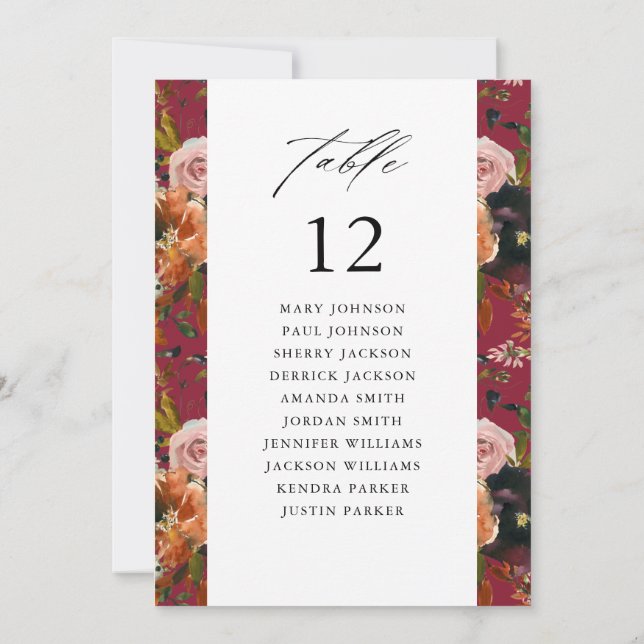 Rustic Gold, Purple B2 Table Number Seating Chart (Back)
