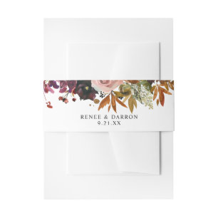 Rustic Gold, Purple, & Blush Pink Floral Invitation Belly Band