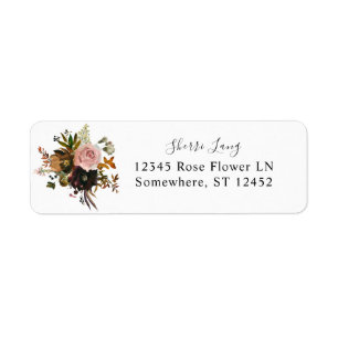 Rustic Gold, Purple & Pink Floral 2 Return Address Label