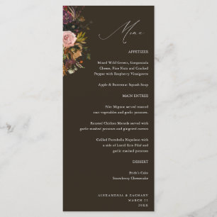 Rustic Gold, Purple, & Pink Floral 4 Brown Tall Menu