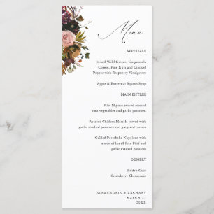 Rustic Gold, Purple, & Pink Floral 4 White Tall Menu