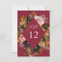 Rustic Gold, Purple,& Pink Floral B Table Numbers