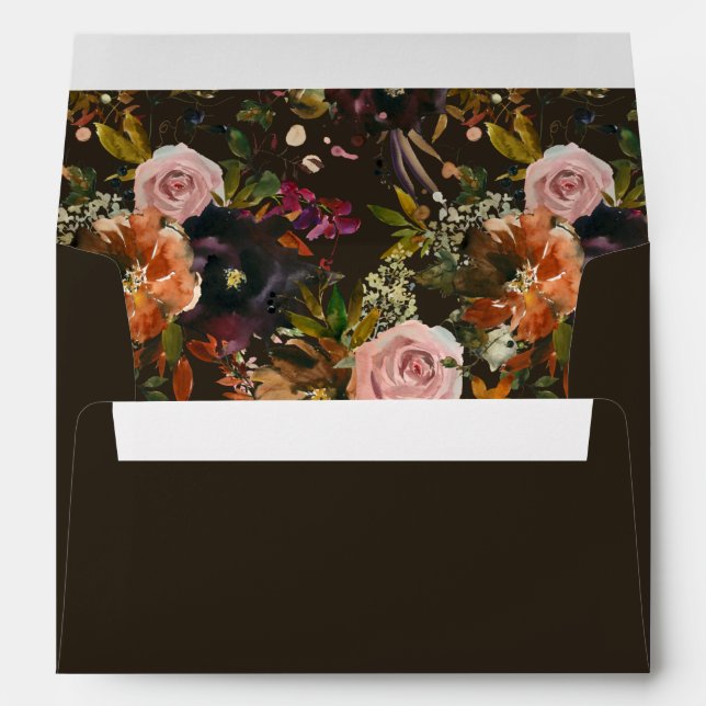 Rustic Gold, Purple, & Pink Floral V2- Brown Envelope (Back (Bottom))