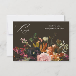 Rustic Gold, Purple & Pink Floral with Meal V2- BR RSVP Card