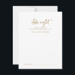 Rustic Gold Script Date Night Idea Advice Card<br><div class="desc">These rustic gold script date night idea cards are the perfect activity for a country wedding reception or bridal shower. The simple and modern gold and white design features unique whimsical handwritten calligraphy lettering with a contemporary minimalist boho style. Customisable in any colour. Keep the design minimal and simplistic, as...</div>