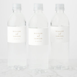 Rustic Gold Script Wedding Water Bottle Label