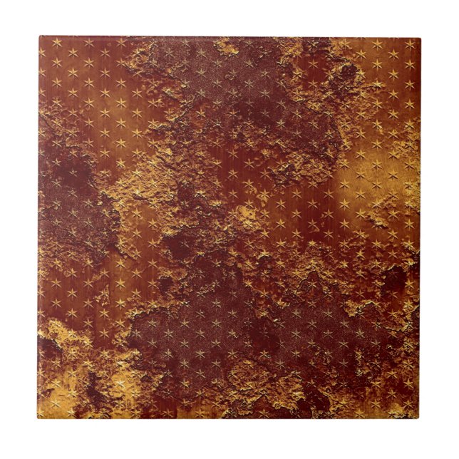 Rustic Gold Stars Pattern Ceramic Tile (Front)
