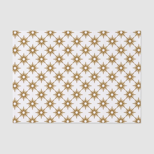 Rustic Gold Stars Pattern White Tissue Paper (Front)
