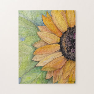 Rustic Gold Sunflower Watercolor  Jigsaw Puzzle