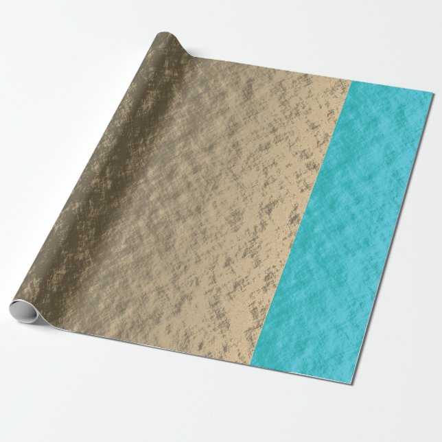 Rustic Gold Teal Blue Elegant Christmas Holiday Wrapping Paper (Unrolled)