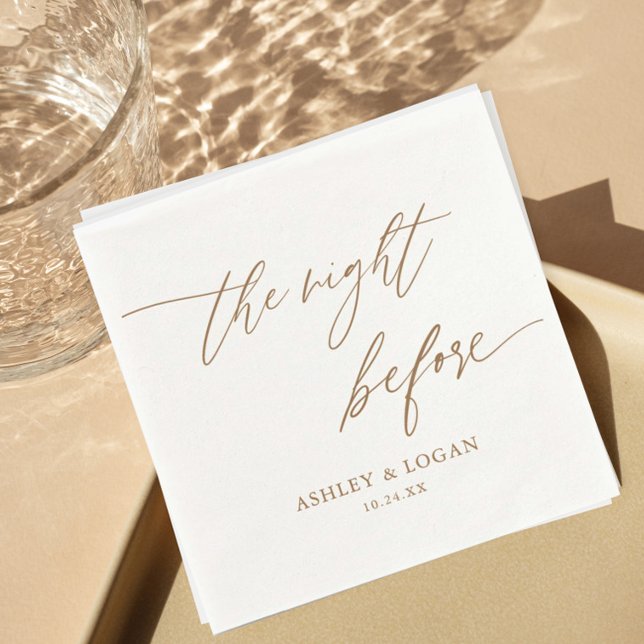 Rustic Gold The Night Before Rehearsal Dinner Napkin (Creator Uploaded)