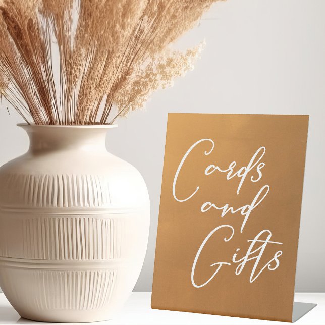 Rustic Gold Typography Fall Wedding Cards & Gifts Pedestal Sign (Creator Uploaded)
