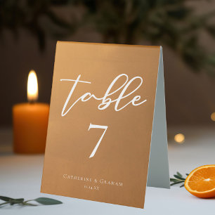 Rustic Gold Typography Simple Fall Wedding Number