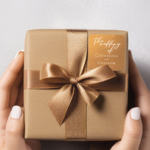 Rustic Gold Typography Simple Fall Wedding Square Sticker