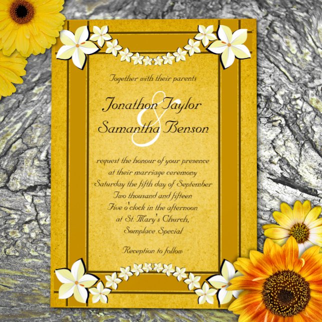 Rustic Gold White Floral Custom Wedding Invitation (Creator Uploaded)