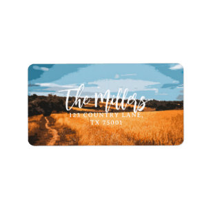 Rustic Golden Field Sunlit Country Photography Label