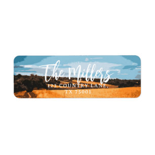 Rustic Golden Field Sunlit Country Photography Return Address Label