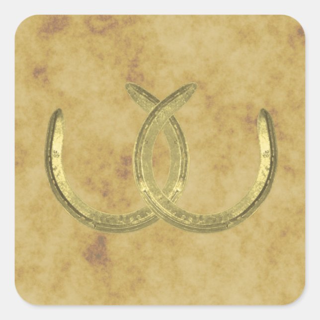 Rustic Golden Horseshoes Distressed envelope seals (Front)
