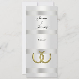 Rustic Golden Horseshoes Silver Wht Menu Cards