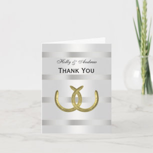 Rustic Golden Horseshoes Silver Wht Thank You