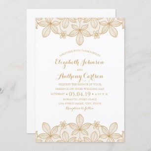 Rustic Golden Lace Luxury Elegant Wedding Invitation