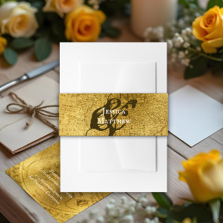 Rustic Golden Wedding Invitation Belly Band