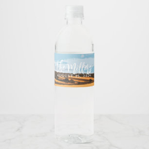 Rustic Golden Wheat Field Sunlit Country Summer Water Bottle Label