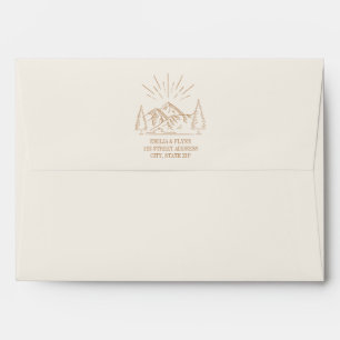 Rustic Goldenrod Mountain Forest Wedding Envelope