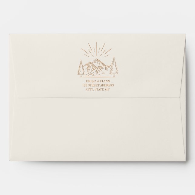 Rustic Goldenrod Mountain Forest Wedding Envelope (Back (Top Flap))