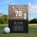 Rustic Golf Birthday Party Invitation<br><div class="desc">Golf Swinging 70th Birthday Party Invitations.</div>