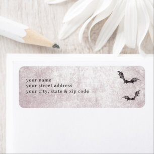Rustic Gothic Black & Burgundy Halloween Shower Return Address Label