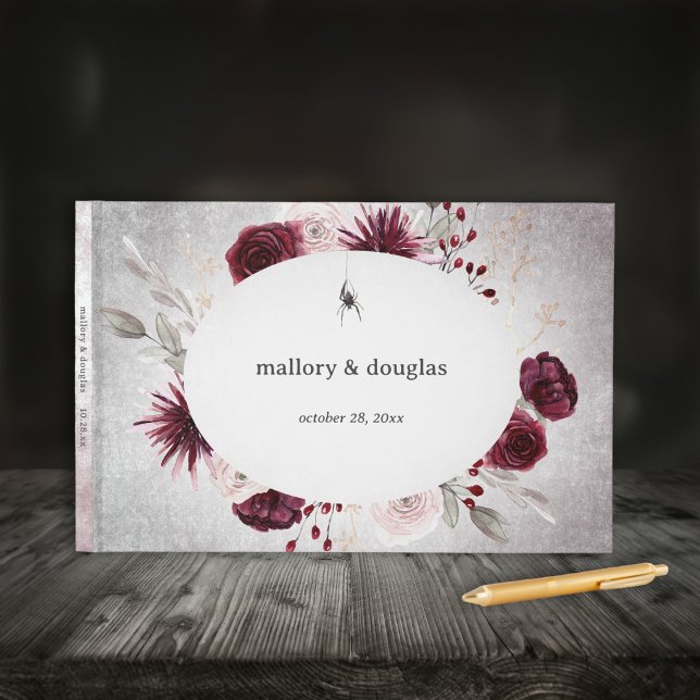Rustic Gothic Black & Burgundy Halloween Wedding Guest Book (Rustic Gothic Black & Burgundy Halloween Wedding Guest Book)