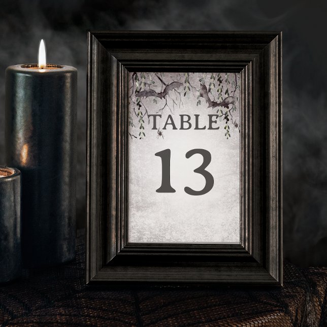 Rustic Gothic Black & Burgundy Halloween Wedding Table Number (Rustic Gothic Black & Burgundy Halloween Wedding Table Number)