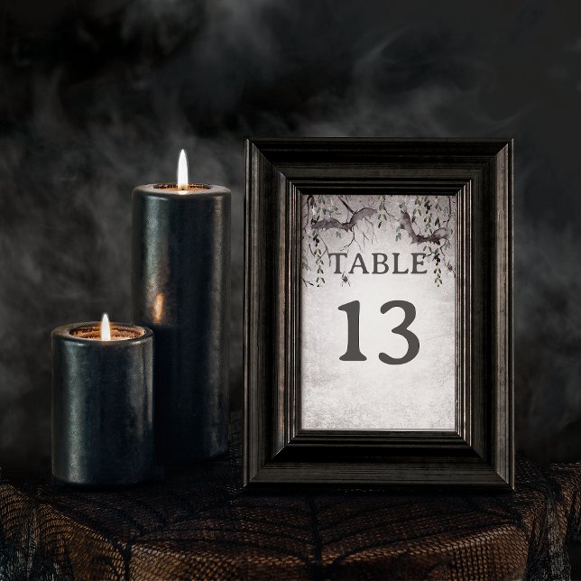 Rustic Gothic Black & Burgundy Halloween Wedding Table Number (Rustic Gothic Black & Burgundy Halloween Wedding Table Number)