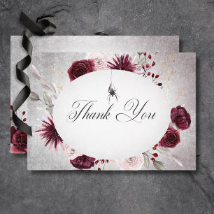 Rustic Gothic Black & Burgundy Halloween Wedding Thank You Card