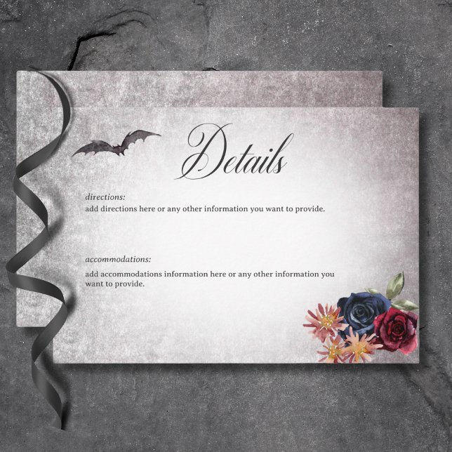 Rustic Gothic Colours Halloween Wedding Details Enclosure Card (Rustic Gothic Colors Halloween Wedding Details Enclosure Card)