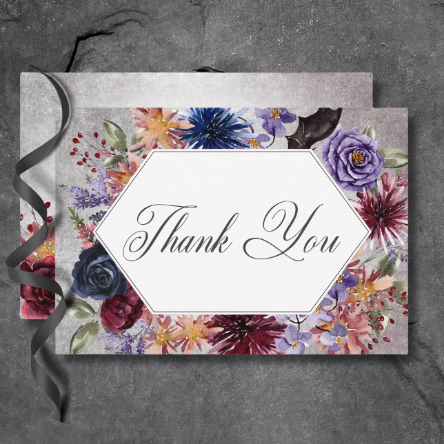 Rustic Gothic Colours Halloween Wedding Thank You Card (Rustic Gothic Colors Halloween Wedding Thank You Card)