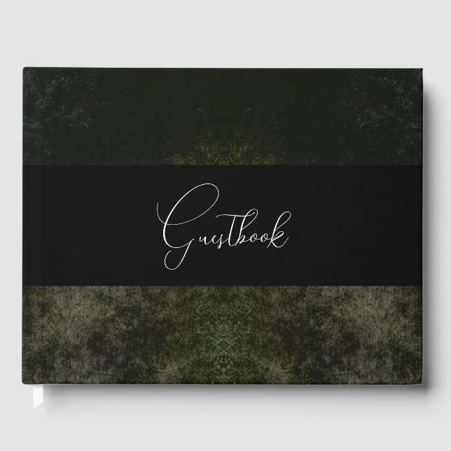 Rustic Gothic Dark Background Wedding Guest Book (Front)