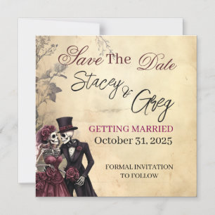  Rustic Gothic Skeleton Wedding  Magnetic Invitation
