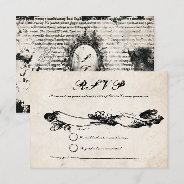 Rustic Gothic Wedding RSVP Card (Front/Back)