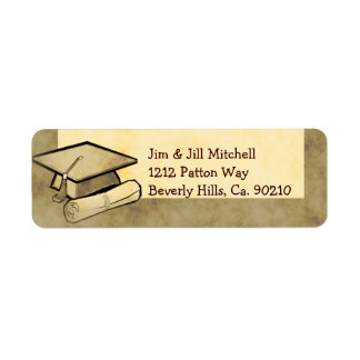 Rustic Grad Celebration Cap & Diploma Return Address Label