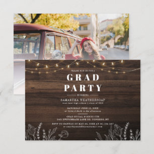 Rustic Grad Class of 2025 Graduation Party Photo Invitation