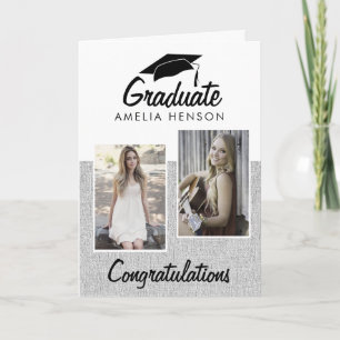 Rustic Graduate Congratulations 2 Photo Collage Card