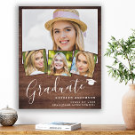Rustic Graduation 4 Photo Personalised Graduate Faux Canvas Print<br><div class="desc">Celebrate your graduate and give a special personalised gift with this custom photo collage graduation canvas on a rustic wood design. This unique photo collage graduate canvas is will be a treasured keepsake. Customise with 4 of your favourite senior or college photos, and personalise with graduating year, name, high school...</div>