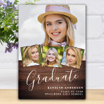 Rustic Graduation 4 Photo Stylish Wood Graduate Plaque<br><div class="desc">Celebrate your graduate and give a special personalised gift with this custom photo collage graduation plaque on a rustic country wood design. This unique photo collage graduate plaque is will be a treasured keepsake. Customise with 4 of your favourite senior or college photos, and personalise with graduating year, name, high...</div>
