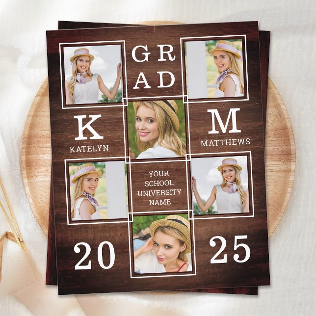 Rustic Graduation 6 Photo Collage Budget Invite (Creator Uploaded)