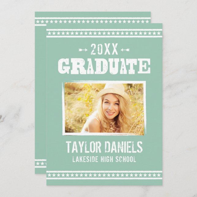 Rustic Graduation BBQ Invitation | Editable Colour (Front/Back)
