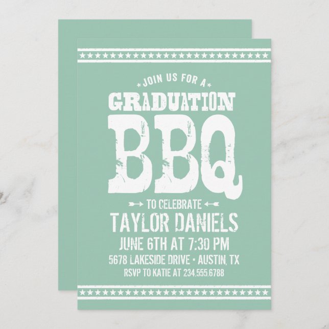 Rustic Graduation BBQ Invitation | Editable Colour (Front/Back)